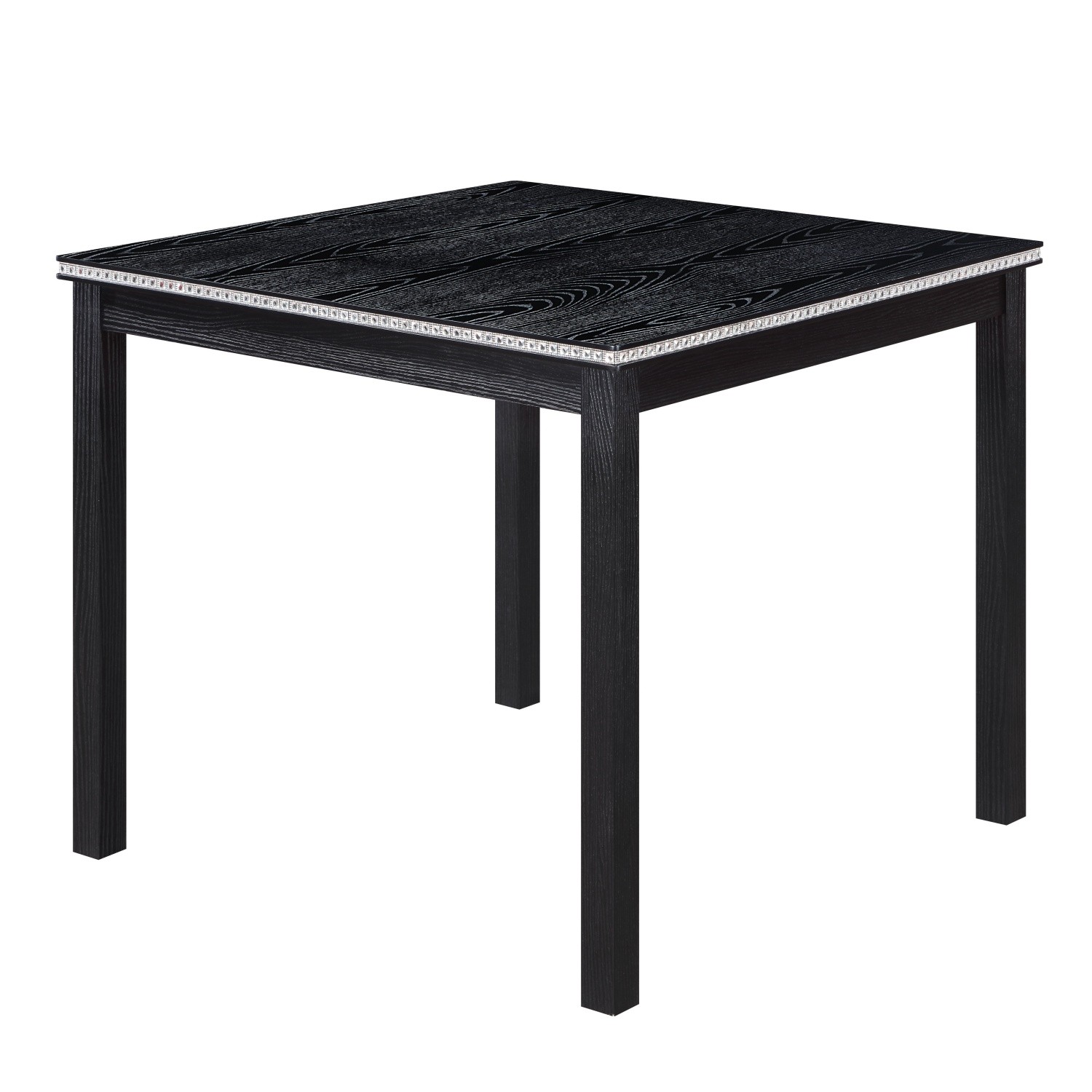 5 Piece Dining Table Set Wood Square Dining Table & 4 PU Upholstered Chair Black