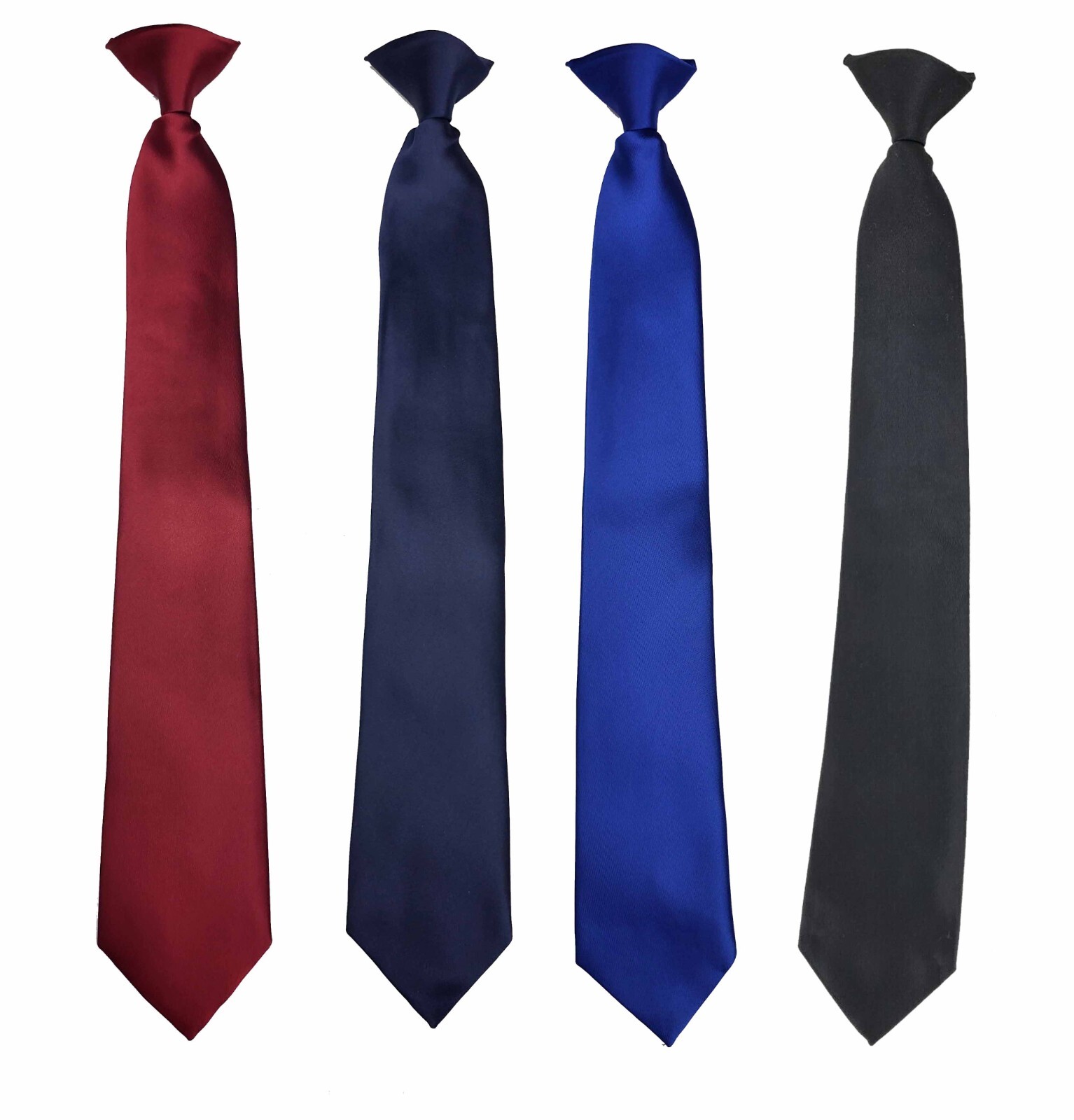 Men's Clip On Tie Silk Satin Men Plain Black Solid Formal Wedding Prom Necktie