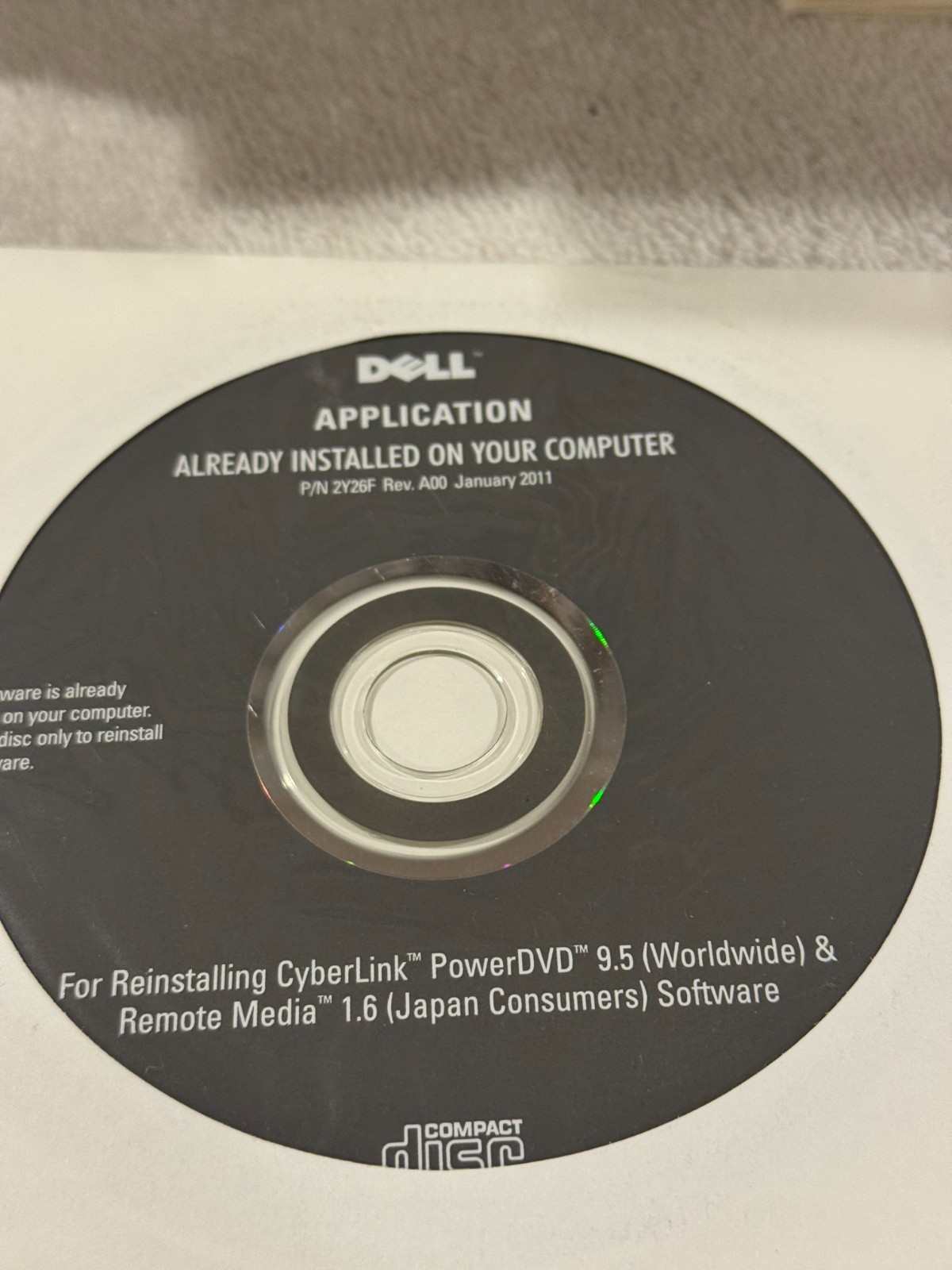 Dell Reinstalling Cyberlink PowerDVD 9.5 - SEALED!!!