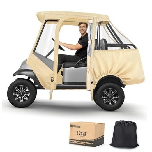 Golf Cart 4 Passenger Enclosure for Club Car Precedent Short Roof Beige/Grey