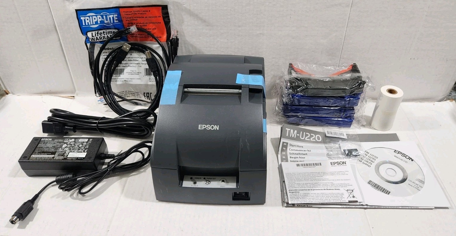 Epson TM-U220B Pos Kitchen Receipt Printer ETHERNET Network. New Open Box