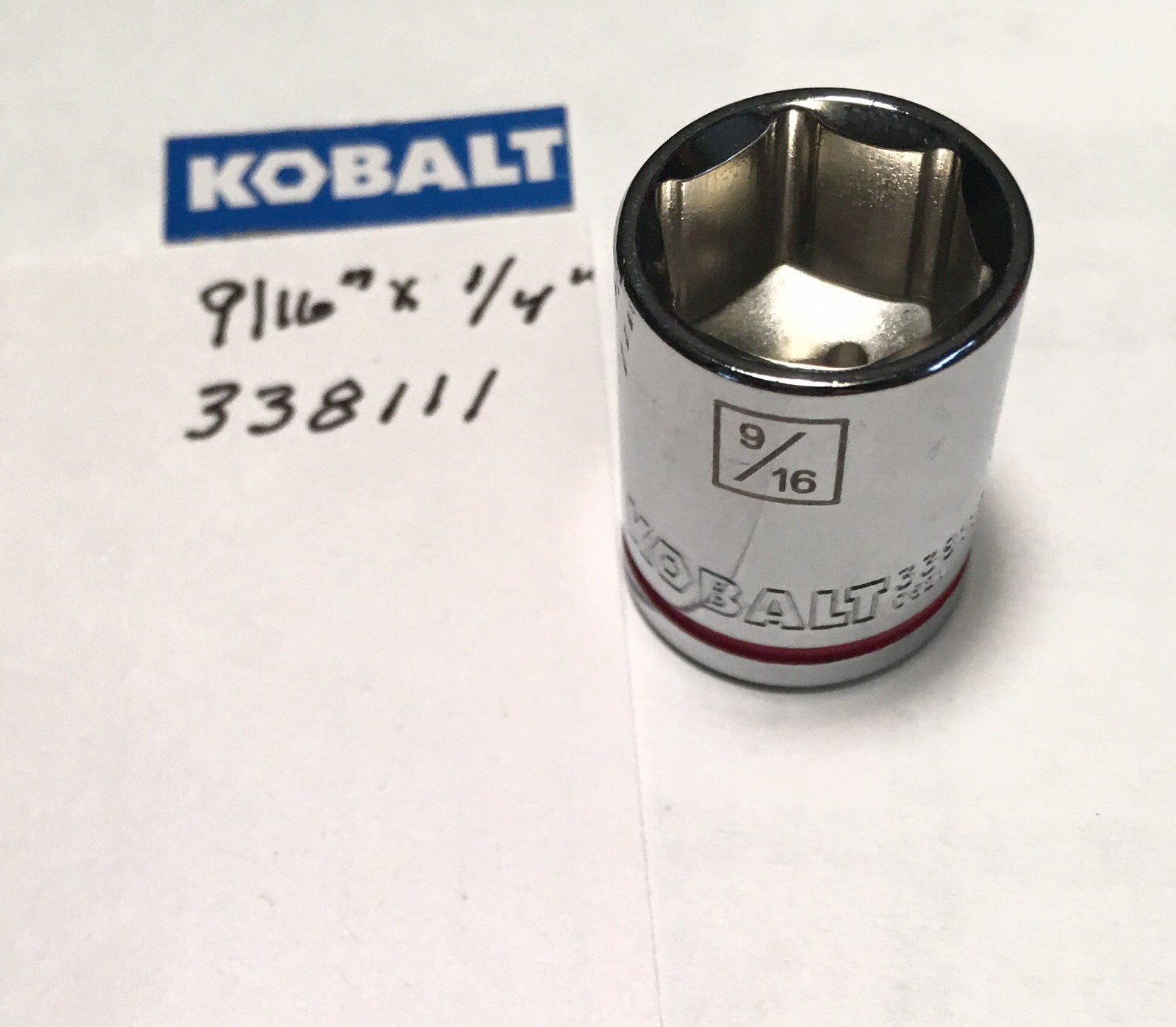 Kobalt  9/16" x 1/4" Dr  Standard Chrome Socket 6 Pt # 338111 Free Shipping