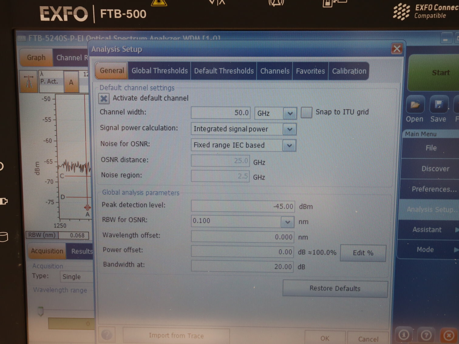 Exfo FTB-5240S-P Optical Spectrum Analyzer w/FTB-500 Benchtop Mainframe GOOD