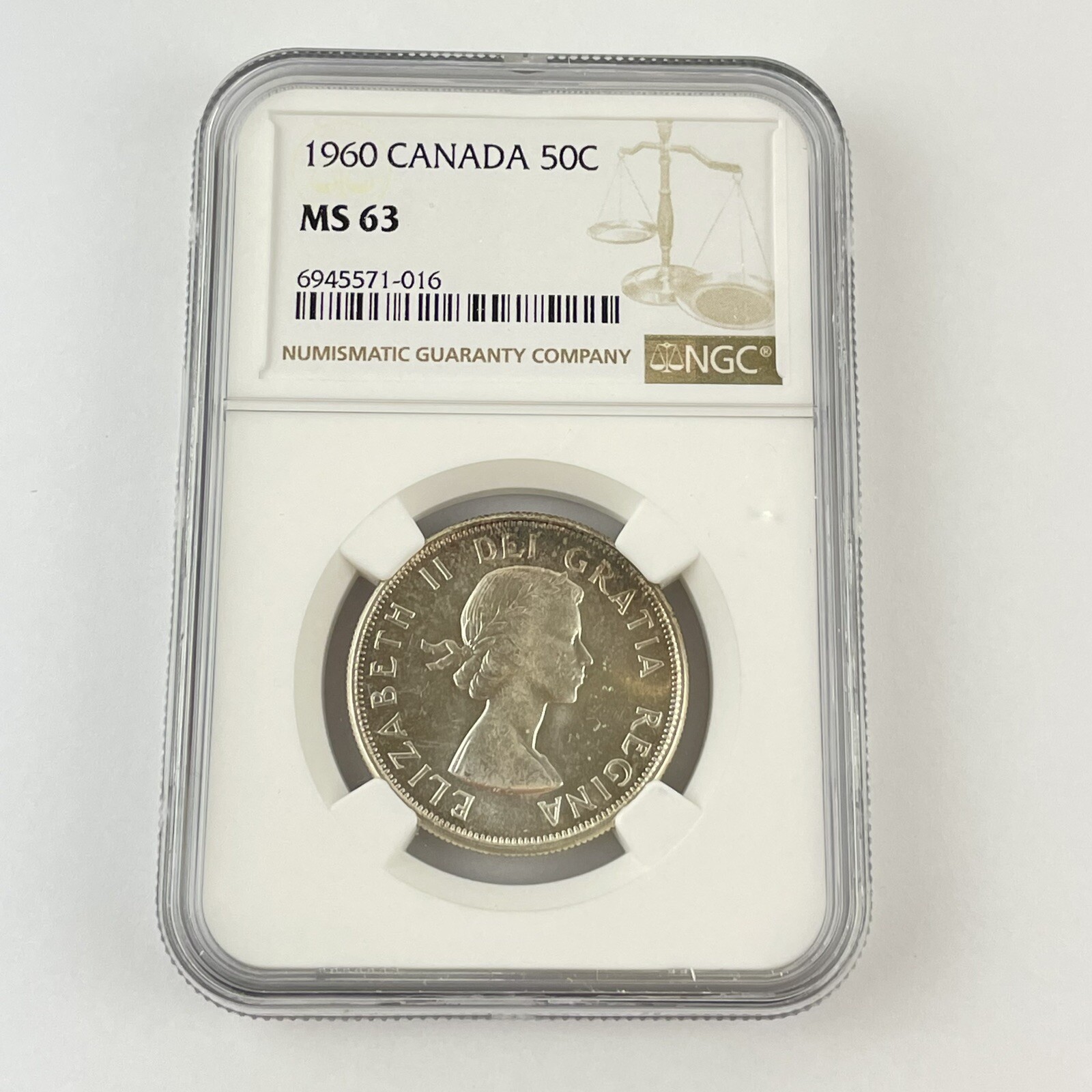 1960 Elizabeth II Canada 50 Cents 50C Silver Coin MS 63 MS63 NGC Graded