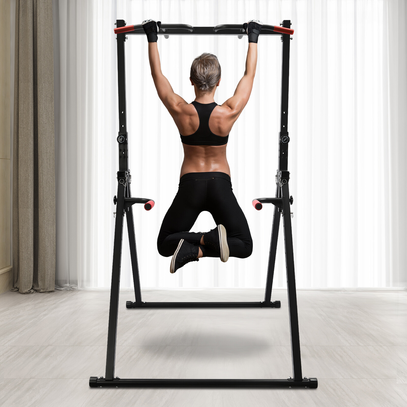 200KG Triangular Pull Up Dip Station Bar for Home Gym Strength Train Adjustable