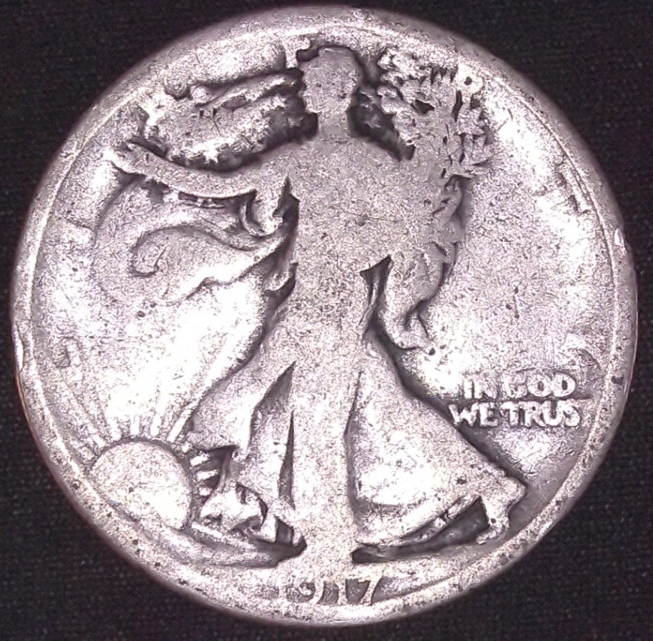 1917-S REVERSE WALKING LIBERTY HALF DOLLAR 50C