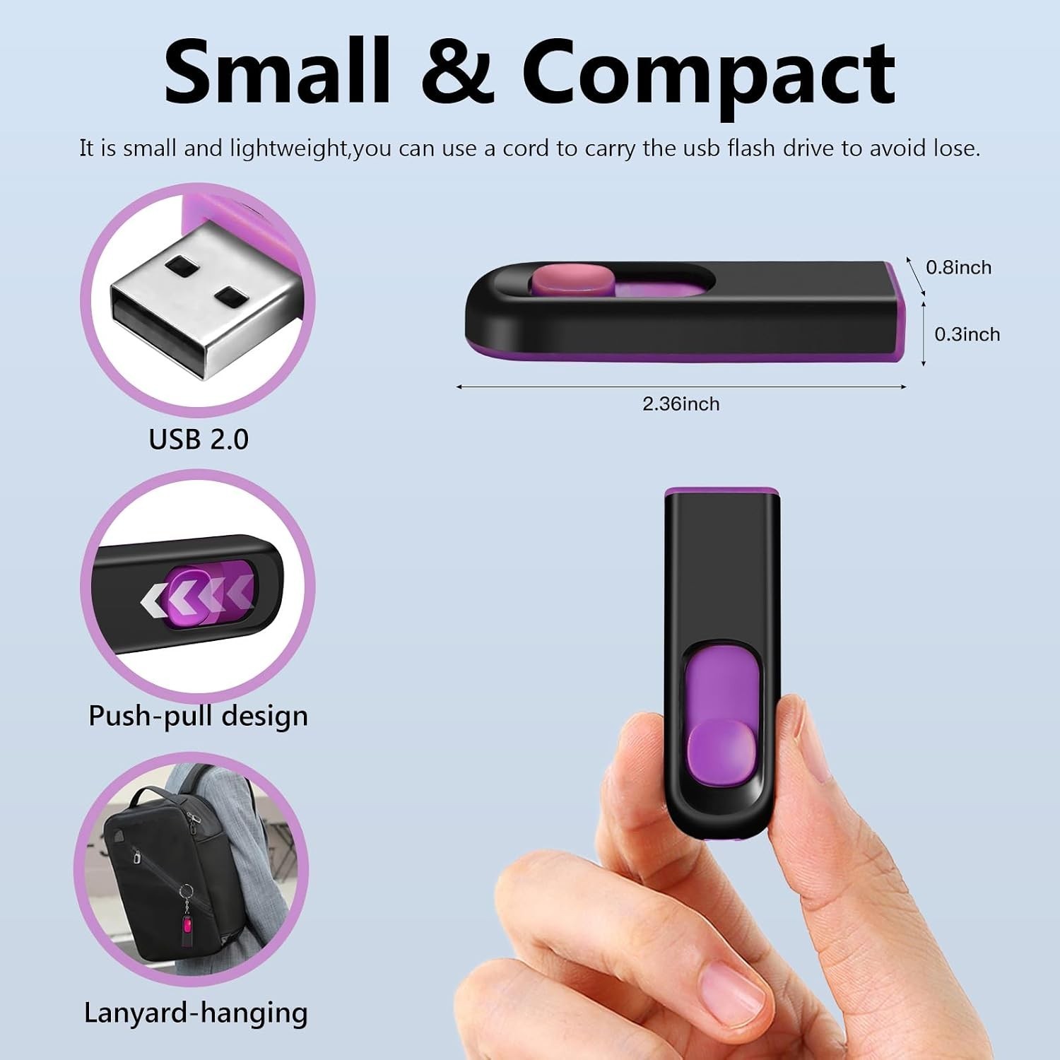 5 Pack 8GB USB Flash Drive Memory Stick Thumb Drive Pen Drive Retractable