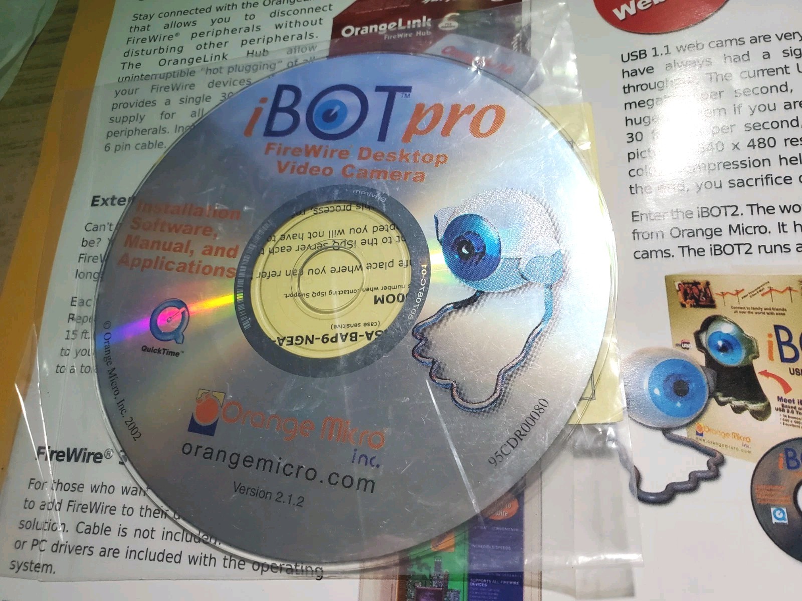 New Orange Micro Inc. For PC & Macintosh I Bot Pro Video Camera Disk Fire Wire