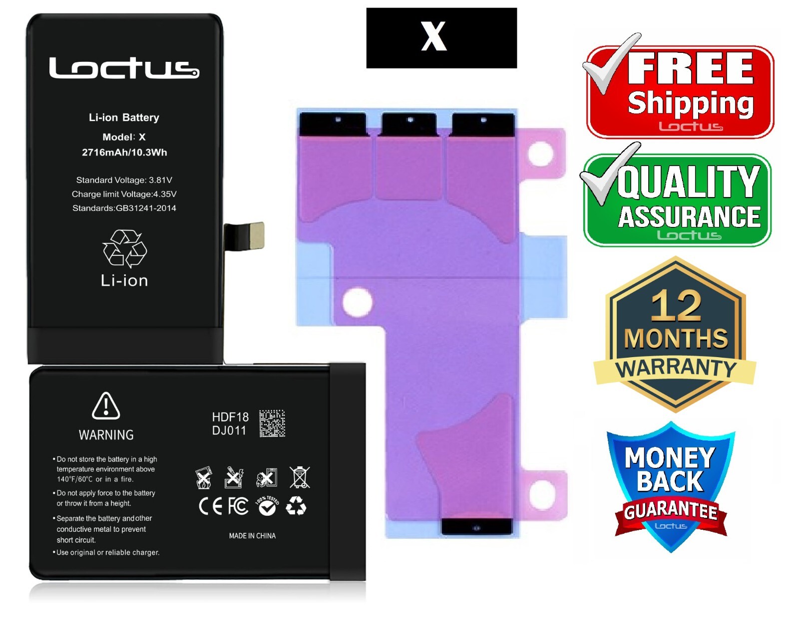 New Standard Capacity mAh Internal Replacement Battery for iPhone Li-Ion LOCTUS