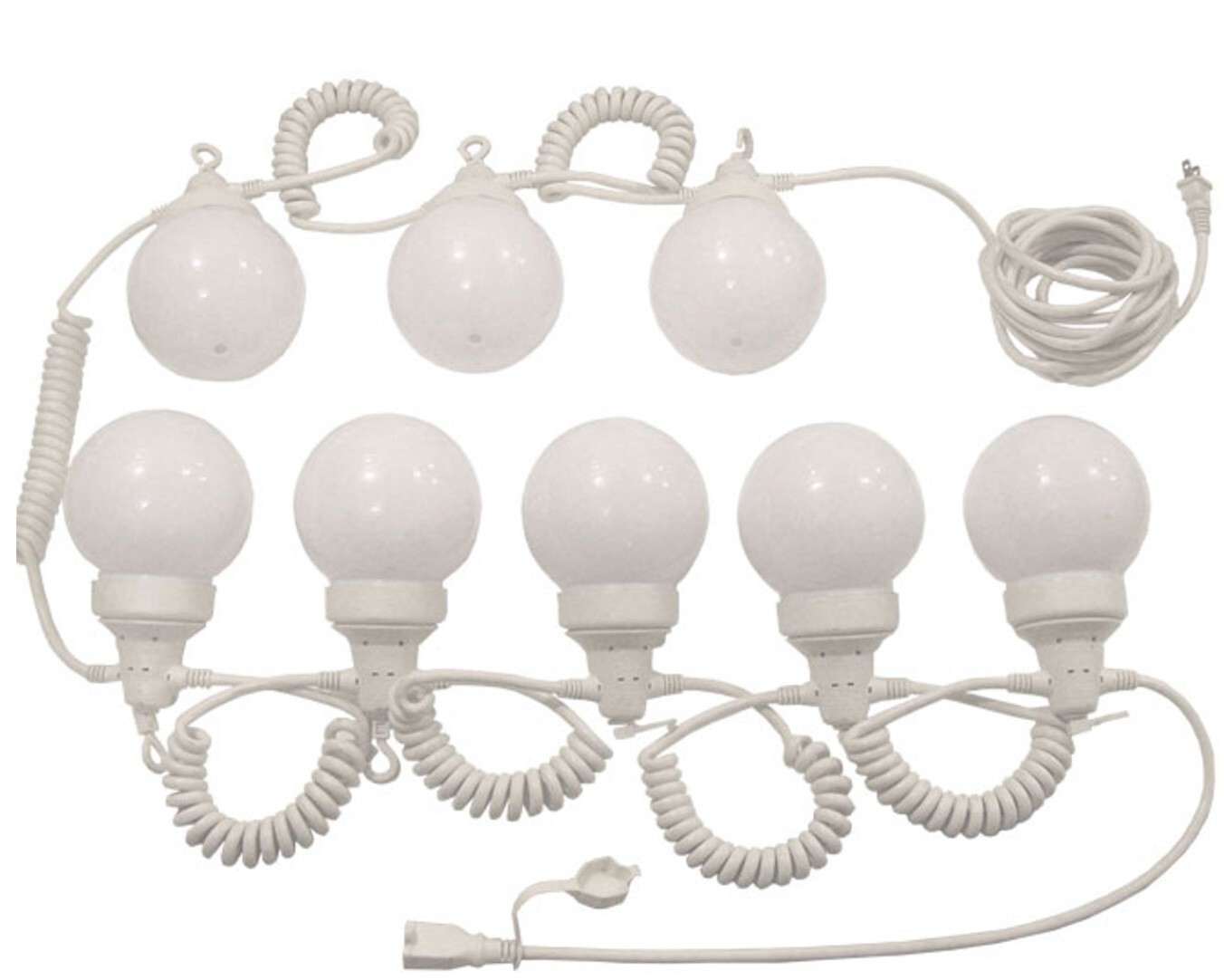 Outdoor String Lights 8-Globe Light Set White Globes Free Shipping