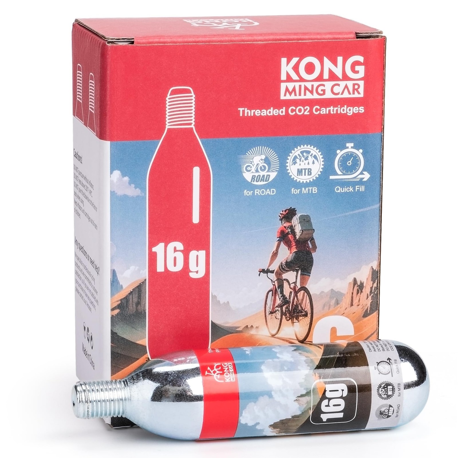 16g / 25g Threaded CO2 Cartridges - CO2 Cylinder for Bike Tire Inflators - Gr...