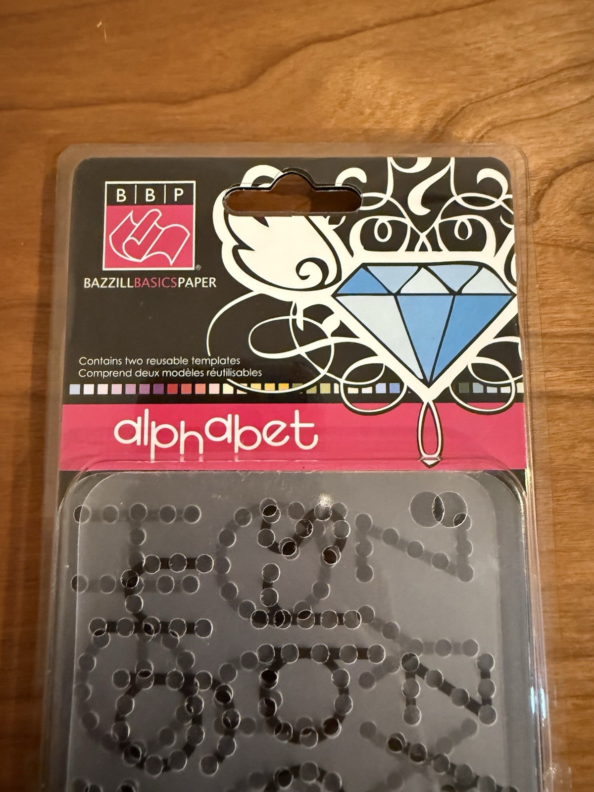 Bazzill Basics NIP 2 Pc Jewel Template Set Alphabet