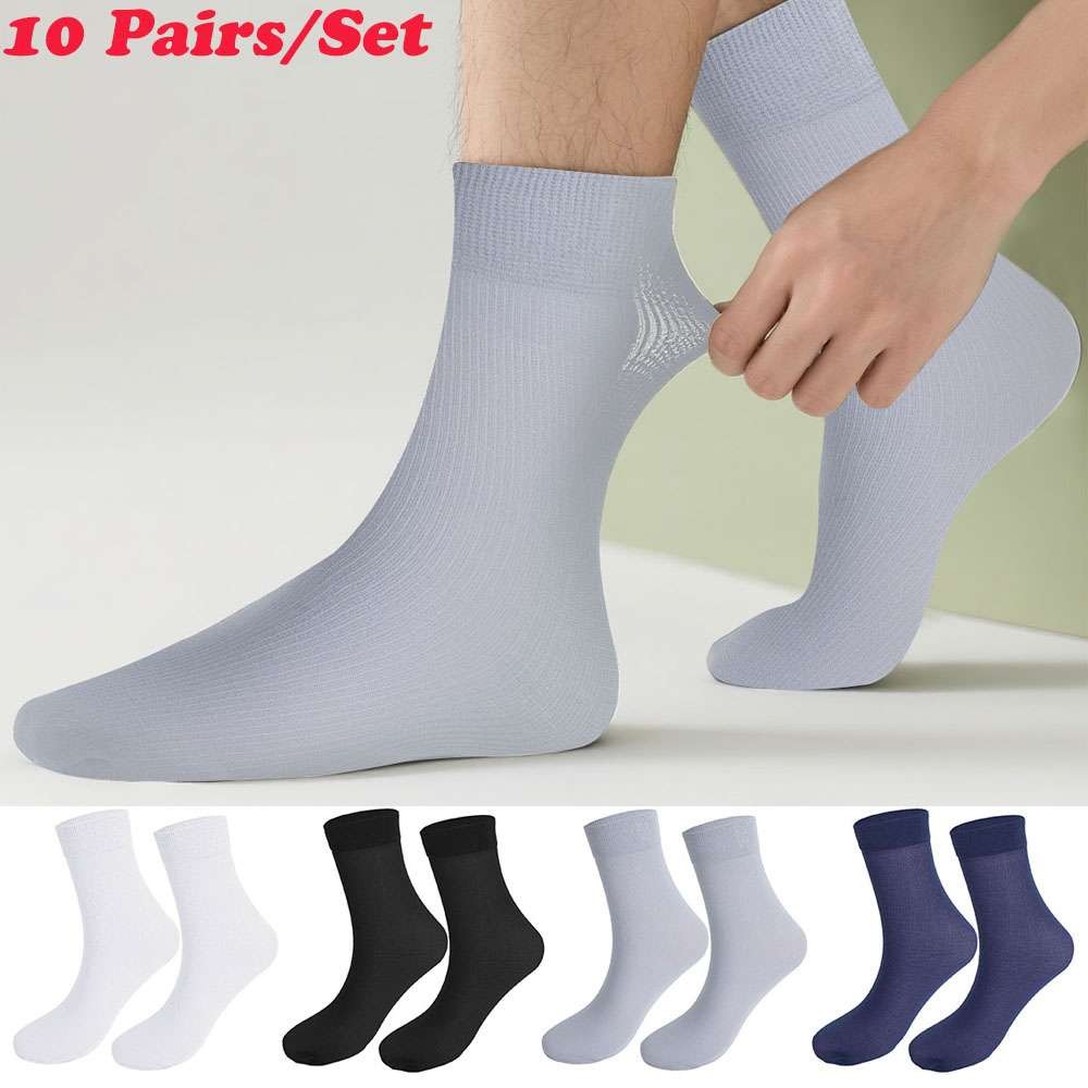 10 Pairs Set Men Summer Thin Sheer Silk Evening Transparent Dress Business Socks