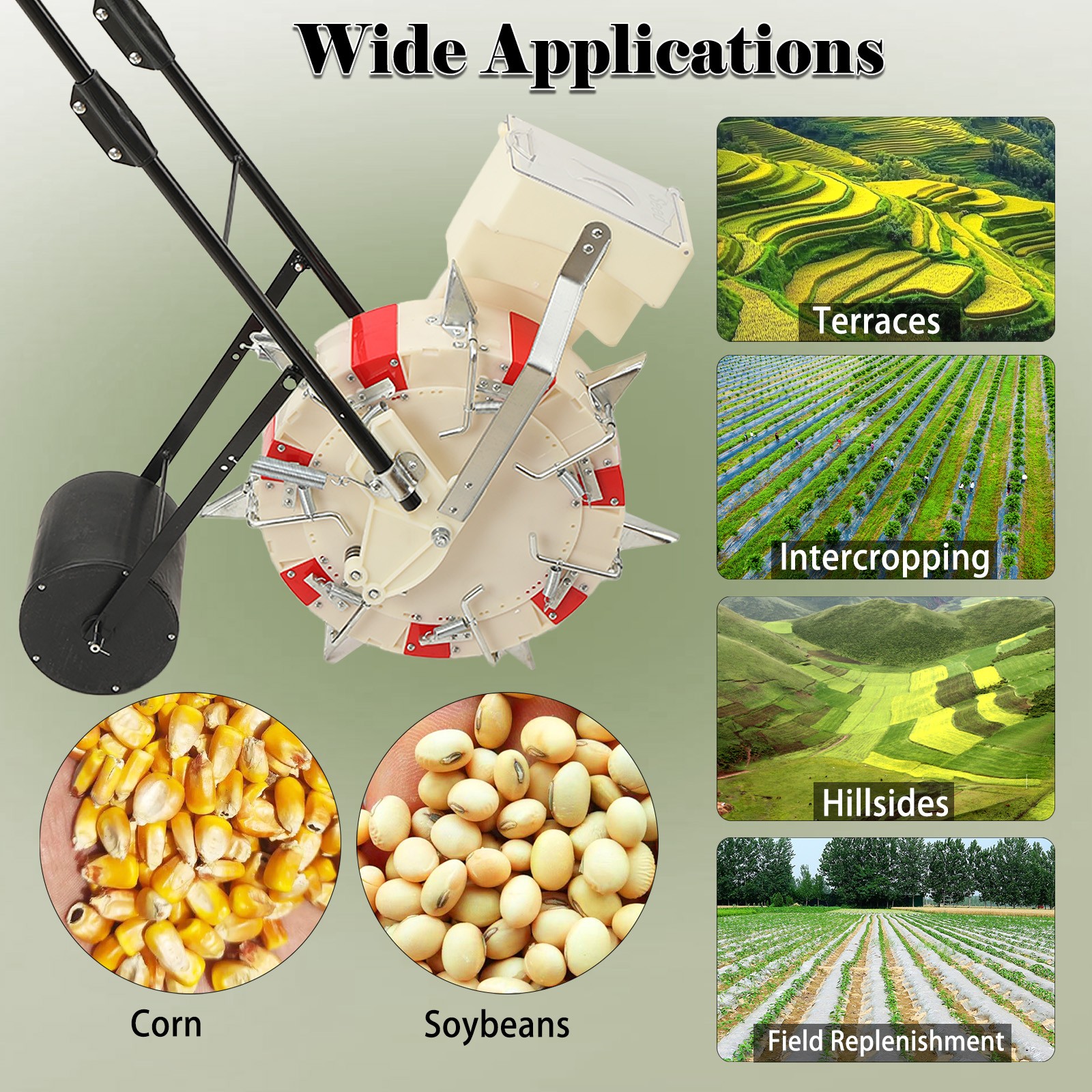 7-Nozzles Manual Seeding Machine Seeder Planter Hand-push DIY Garden Seeder USA