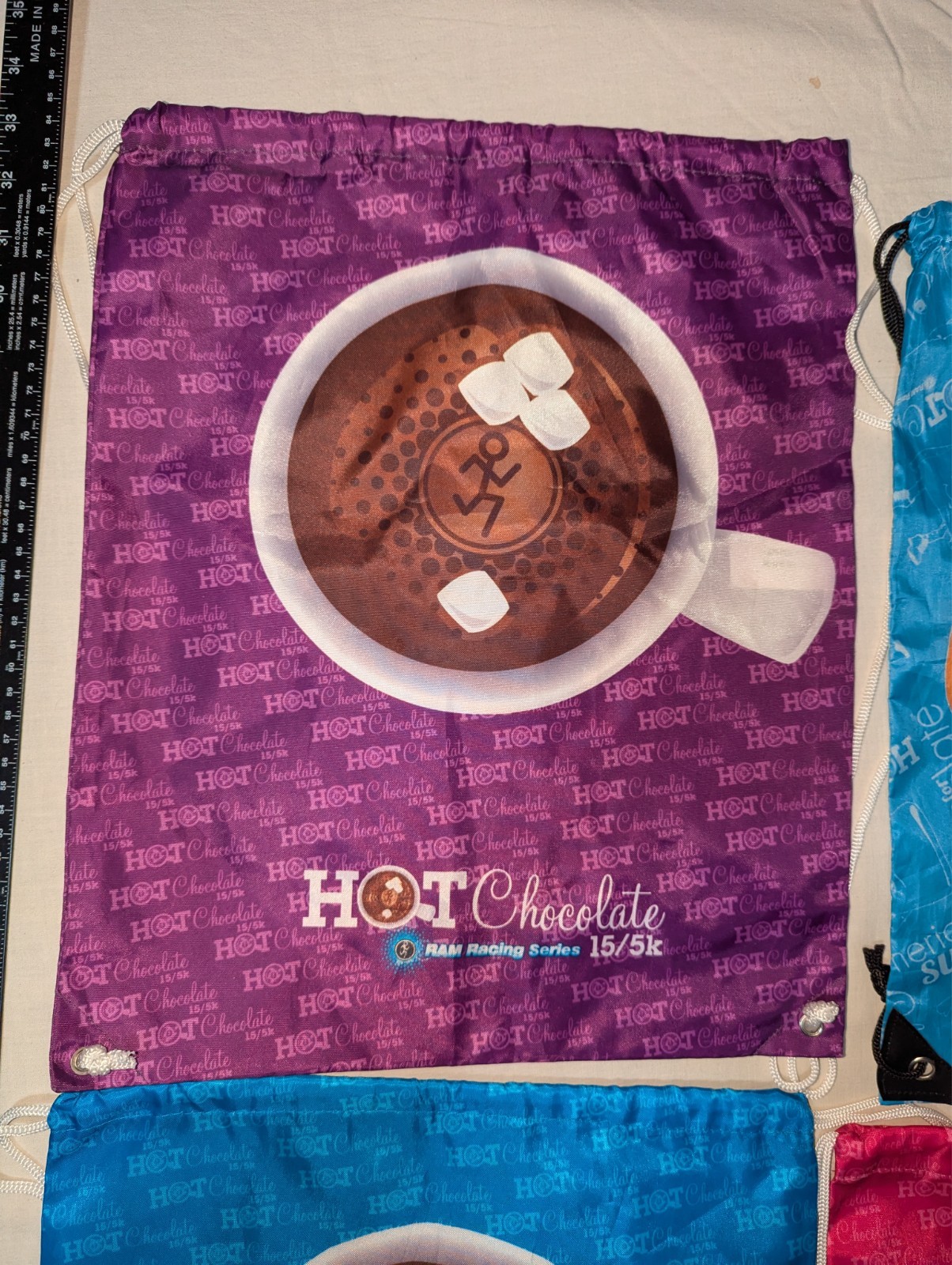 Hot Chocolate Run Ram Racing Draw String Backpack Swag Bag 15k/5k Running