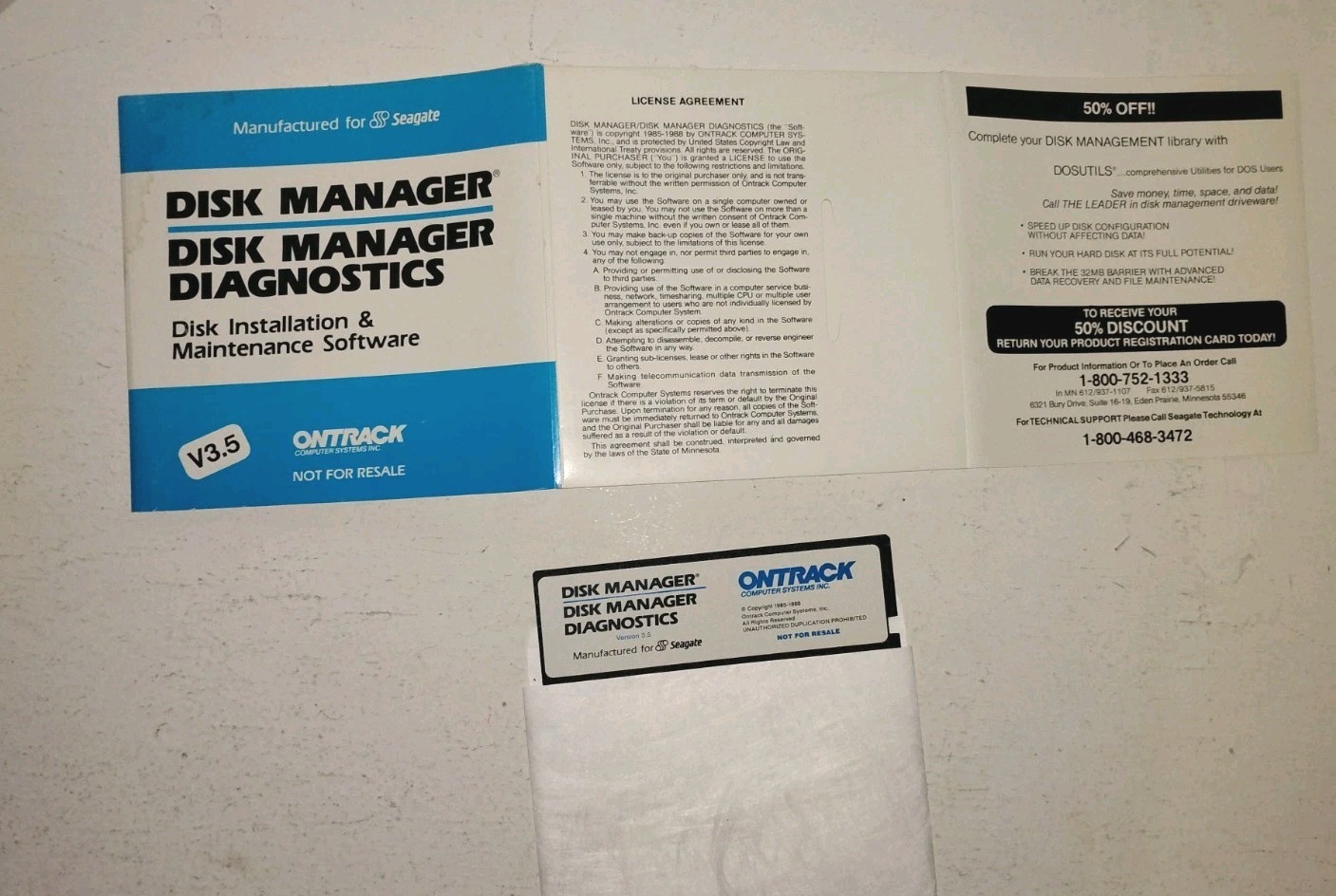 Ontrack Disk Manager v3.5 w/ Diagnostic Disk • Seagate OEM Complete Set •...