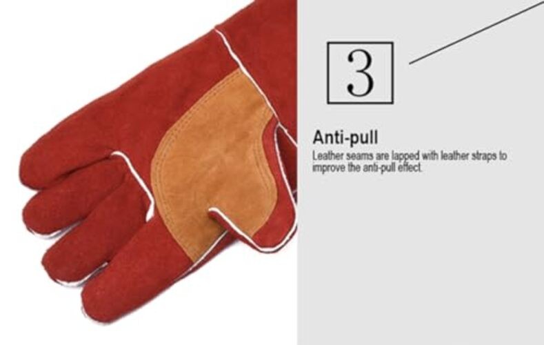 Edward Tools Pro Leather Welding Gloves 16” - Forearm Heat/Fire Resistant