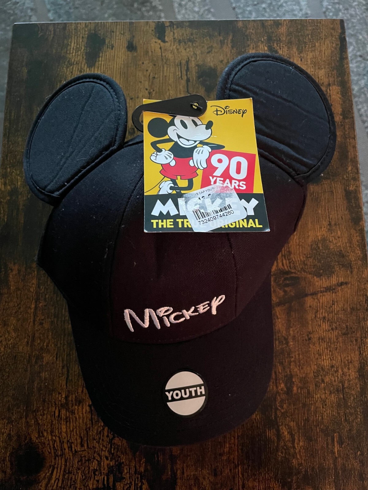 New with Tags 90 years Mickey Mouse Youth Boys Ears Hat Black