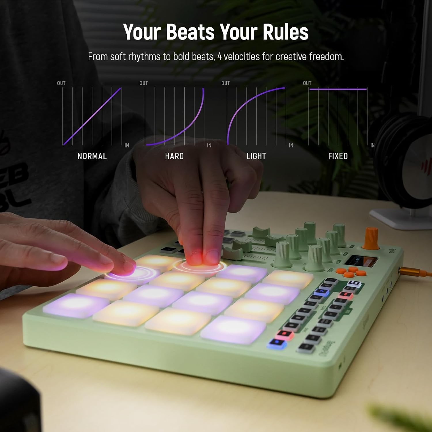 Synido MIDI Pad Controller, Rechargeable Beat Maker Machine with 16 RGB Beat Pad
