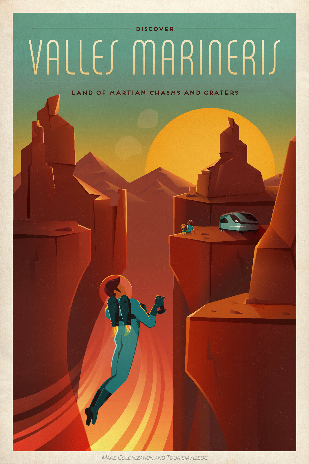 Space Poster - Mars Tourism - Valles Marineris - Space X - A4 Wall Art