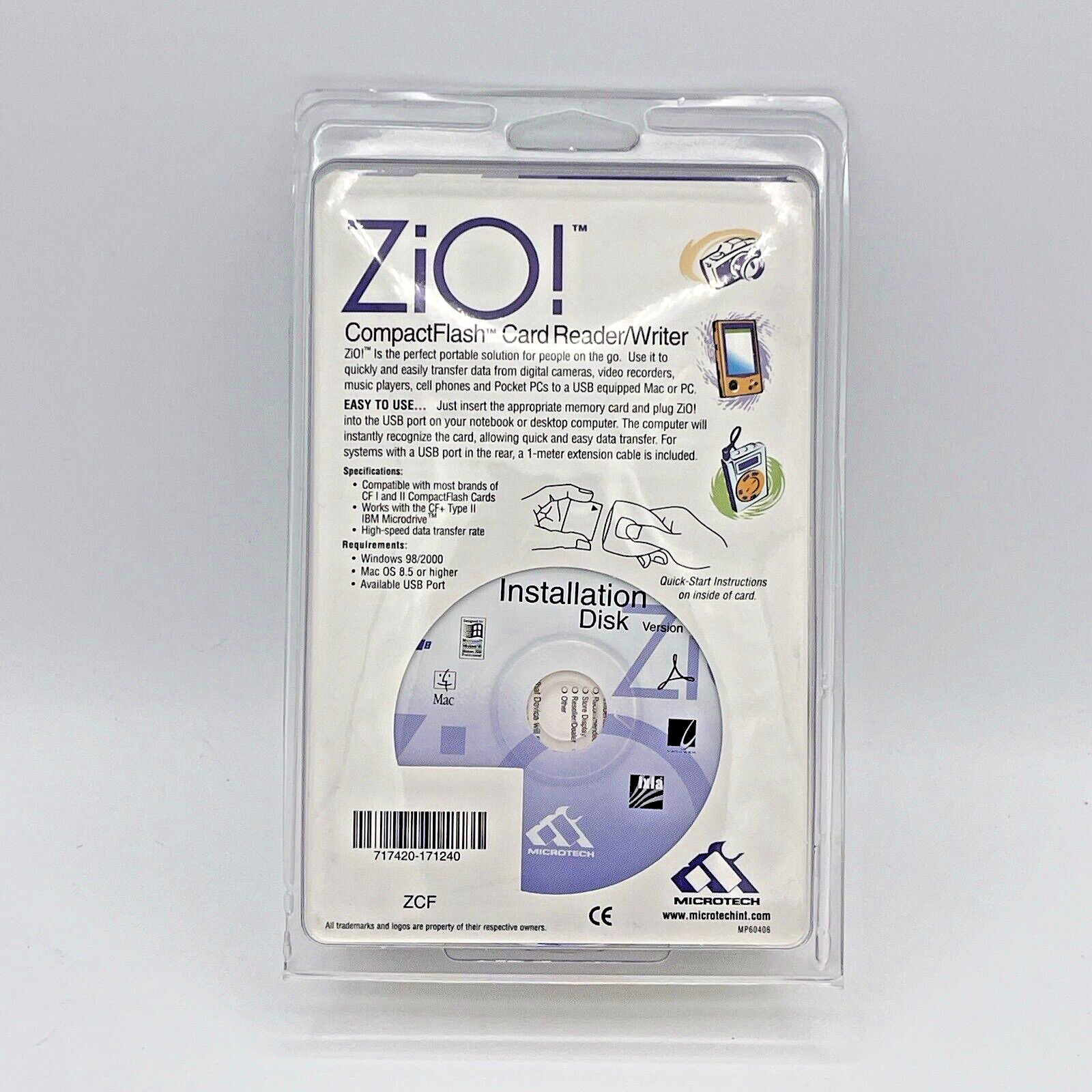 Zio COMPACT FLASH CARD Reader/Writer Compact Flash USB Card- Factory Sealed