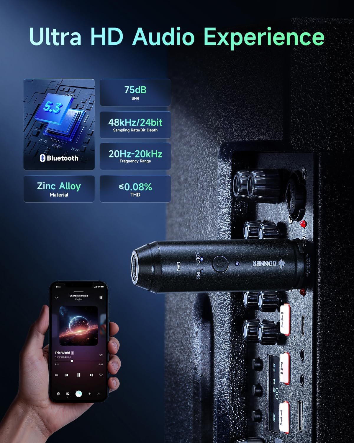 Donner XLR Bluetooth Receiver, Wireless Bluetooth Adapter for Speakers, PA Syste
