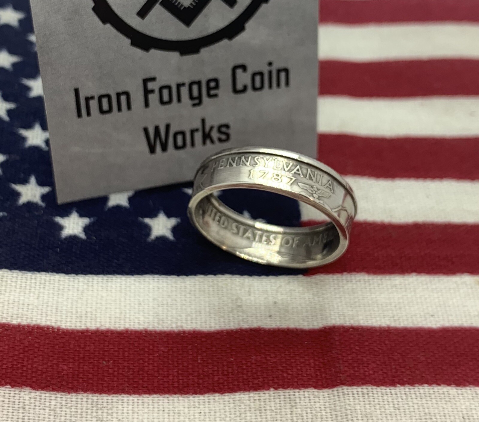 Pennsylvania SILVER state Quarter Coin Ring PA Keystone State