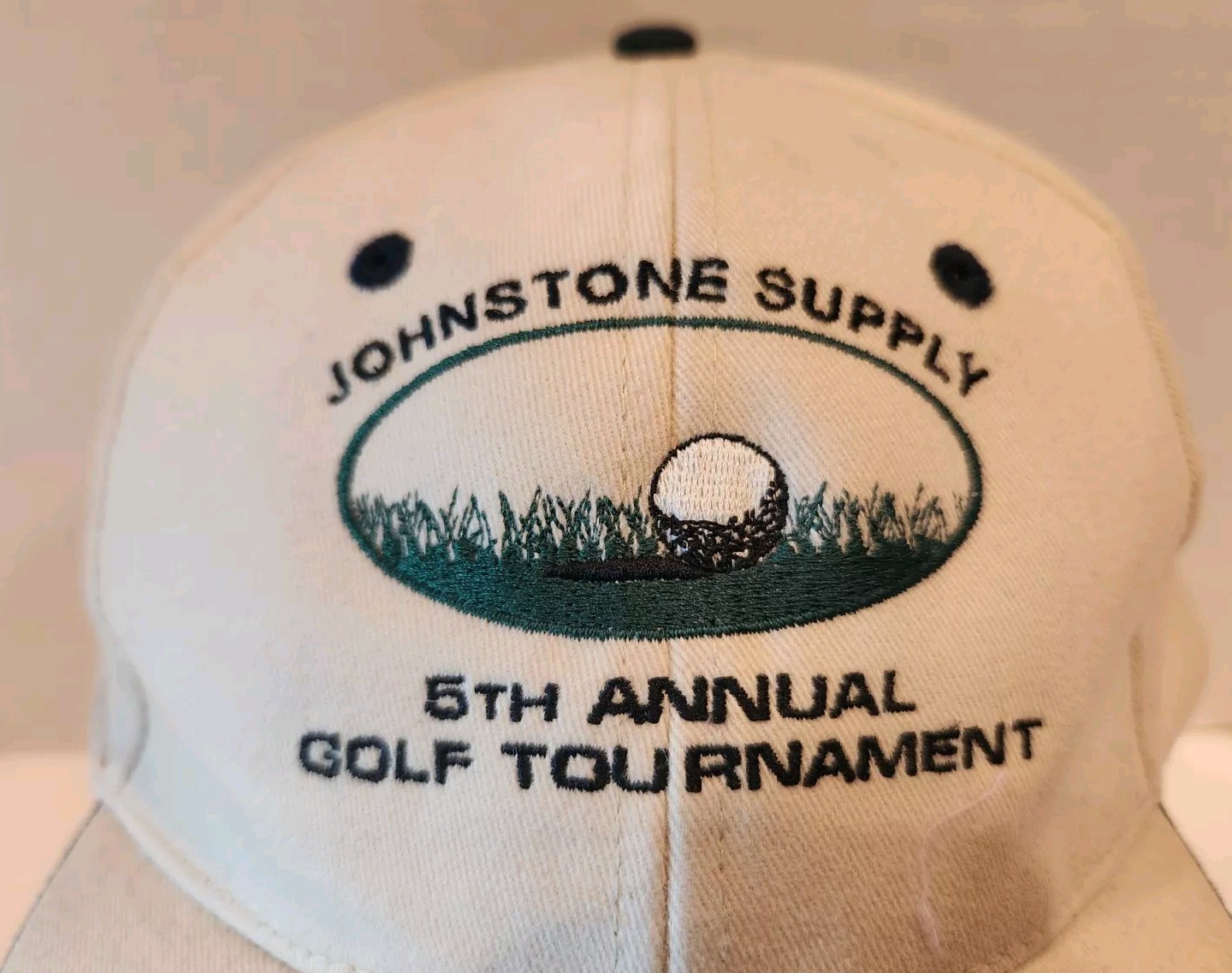 Golf Tournament Hat Johnstone Supply Tan Embroidered Logo Button On Brim New