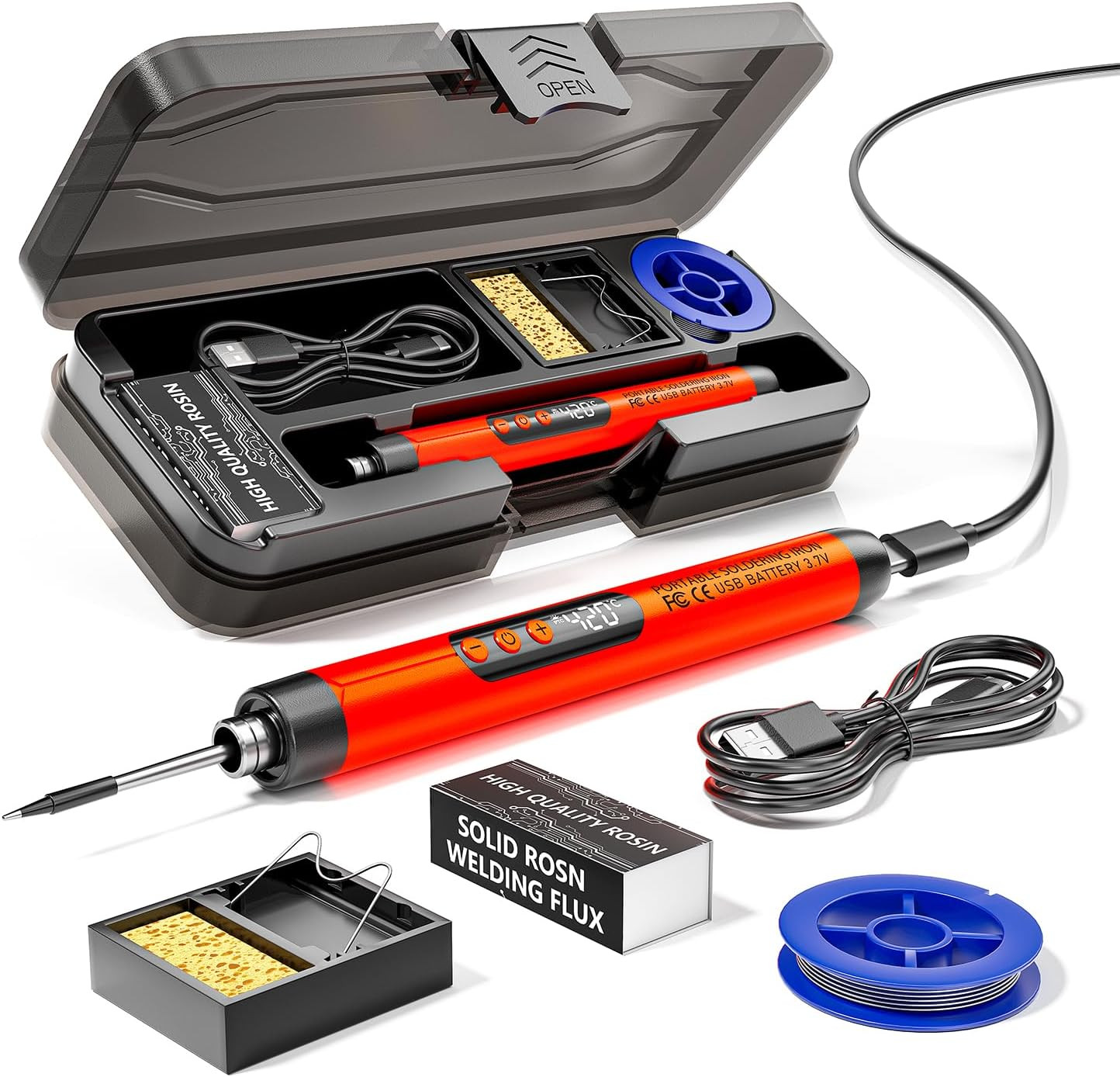 Cordless USB Rechargeable Portable Soldering Iron, Digital Adjustable Display Sc