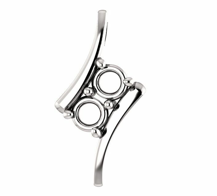 Sterling Silver Round Cut Solitaire Pendant Setting - 2 Stone Style Pendant Moun