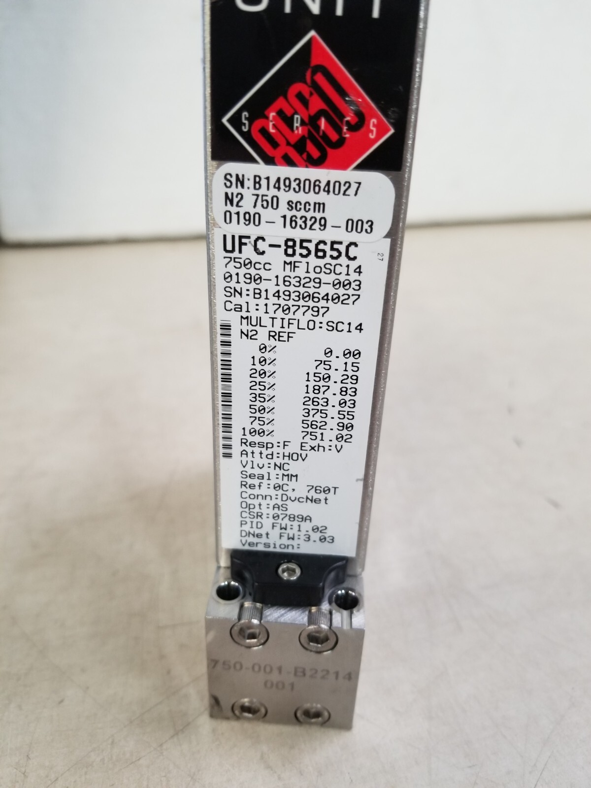 Celerity Unit UFC-8565C Mass Flow Controller MFC 02 100 SCCM