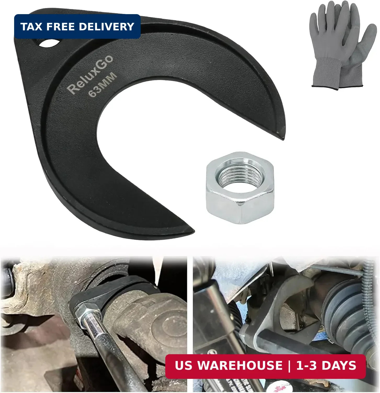 ReluxGo Inner CV Axle Puller Removal Tool 63mm with Nut, Front Wheel Drive Axle
