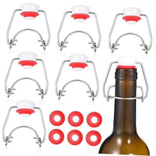 6 Pcs Flip Top Bottle Replacement Caps with 6 Sealing Silicone Gasket Flip