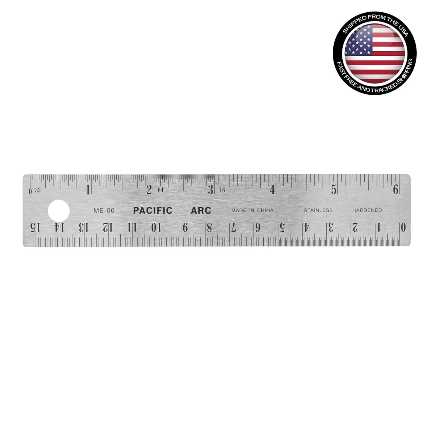 Versatile 6-Inch Metal Ruler with Non-Slip Back and Hanging Hole for Storage