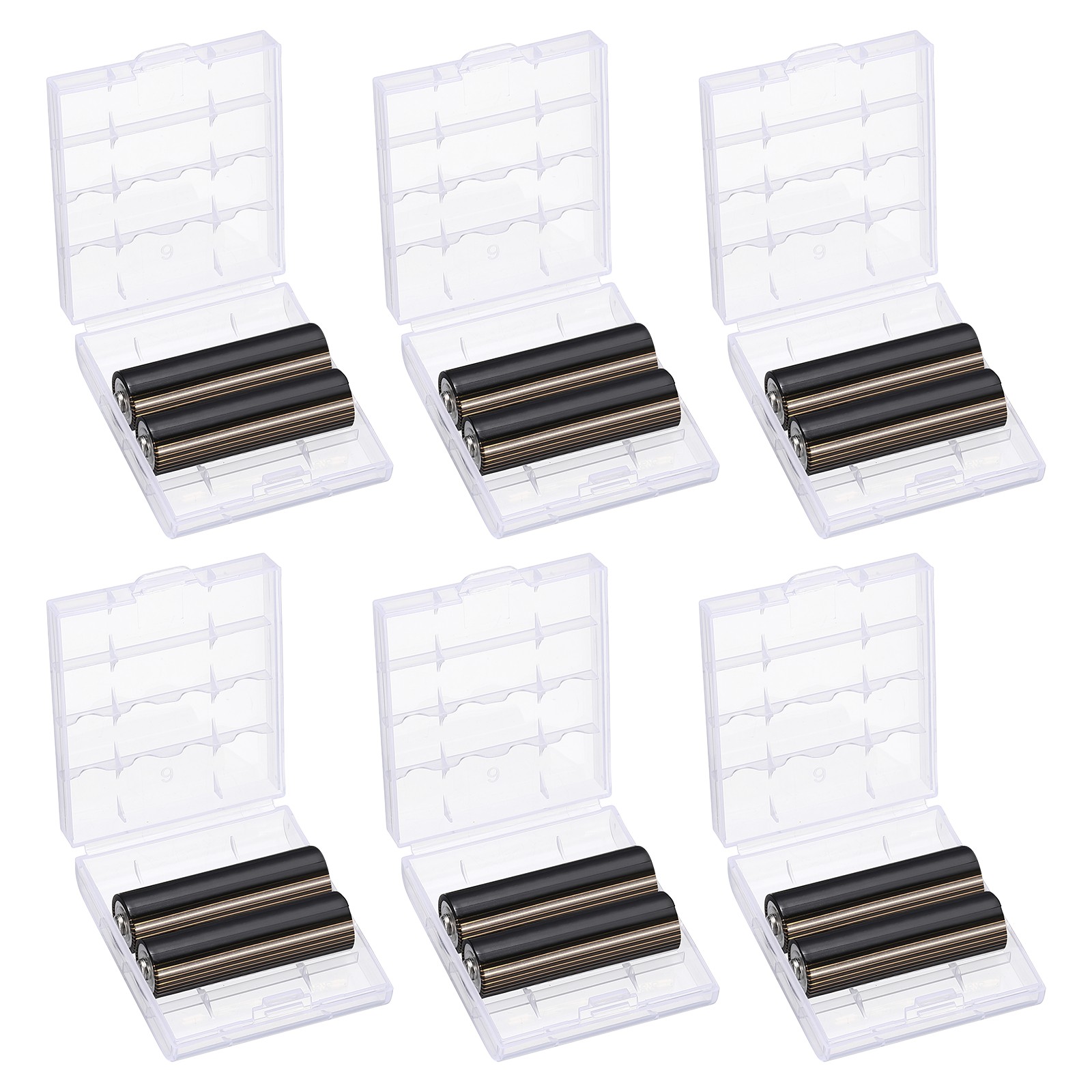 Battery Organizer Storage Box, 4 x AA/AAA Batteries Clear Case Holder 6Pcs