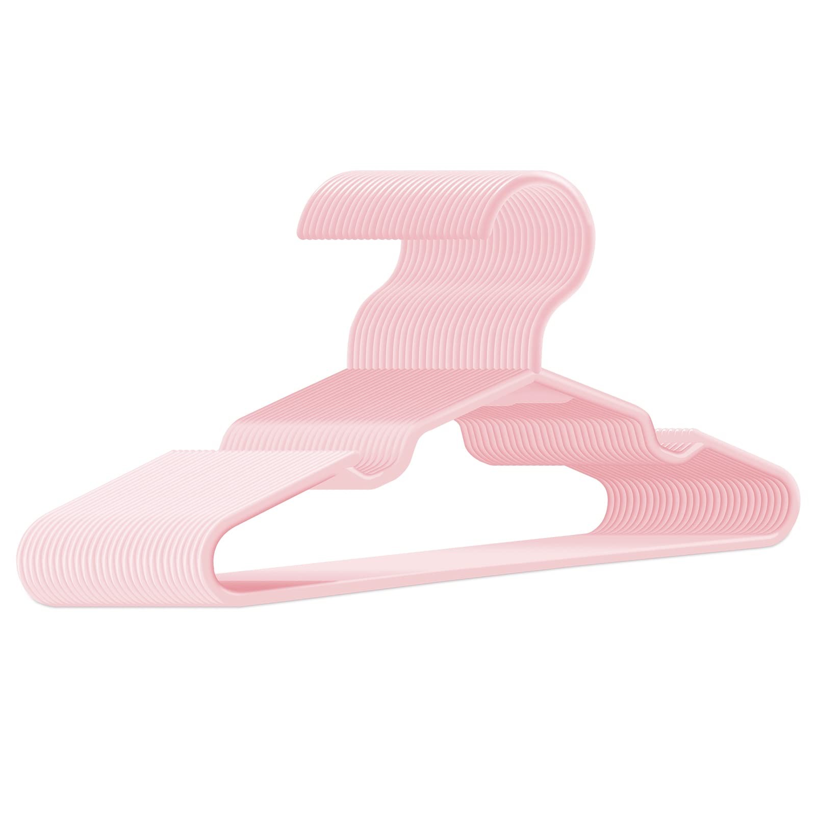 50 Pack Baby Hangers Closet Pink Plastic Kids Children Clothes Non-Slip Storage