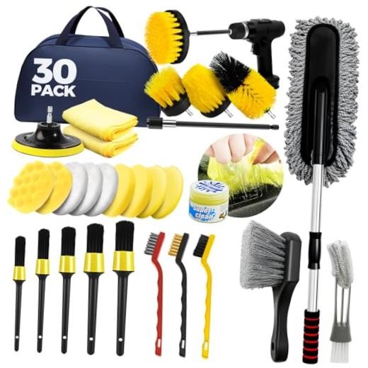 30Pcs Car Detailing Kit for Interior, Exterior and Wheel Cleaning | Yellow