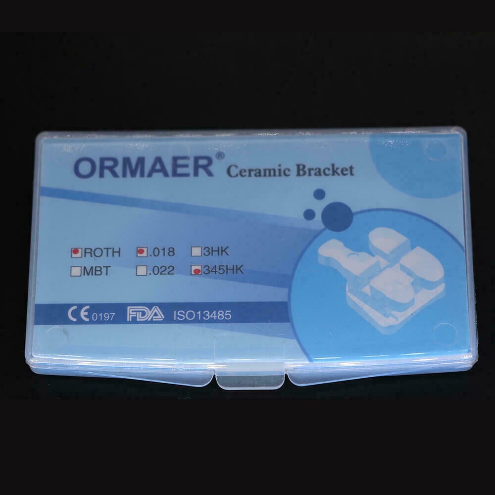 1×ORMAER Dental Orthodontic Ceramic Bracket Brace Roth 018 345 hooks 20pcs/kit