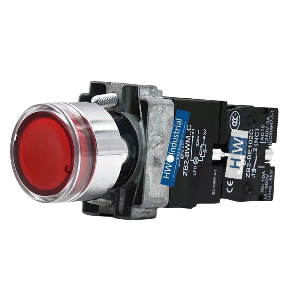 2/Piece NEW XB2BW34M2C XB2-BW34M2C 220V Red with Light Self Reset Button Switch