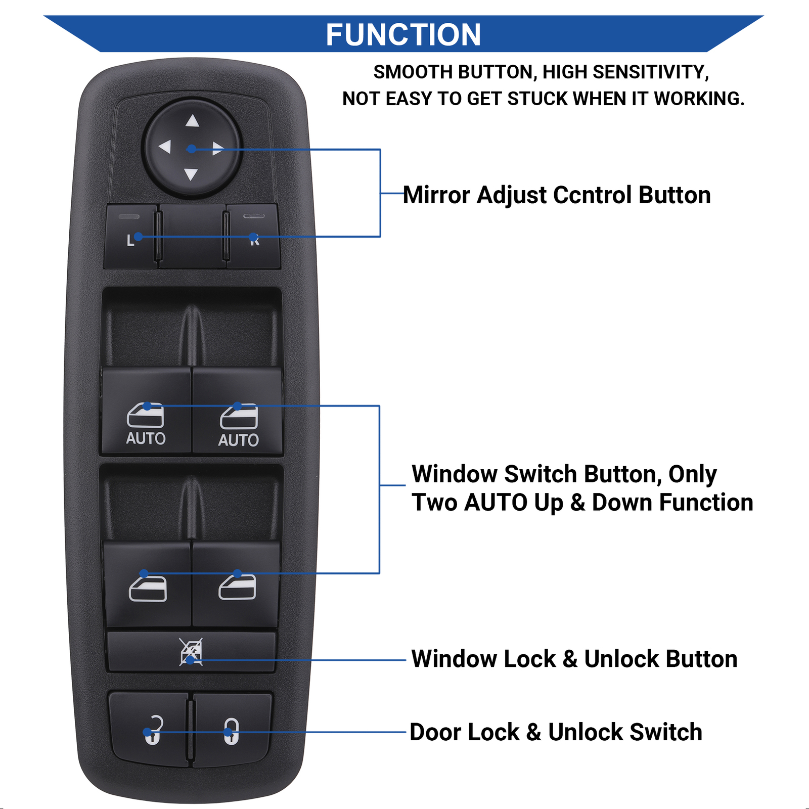 Master Power Window Switch Control for 2011-2013 Dodge Durango 68086693AC 2Autos