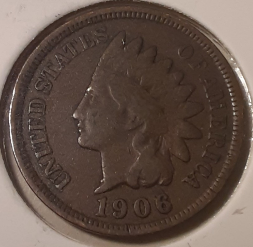 1906 Indian Head Cent 1c Philadelphia Mint US coin (8-WN8/RB8)