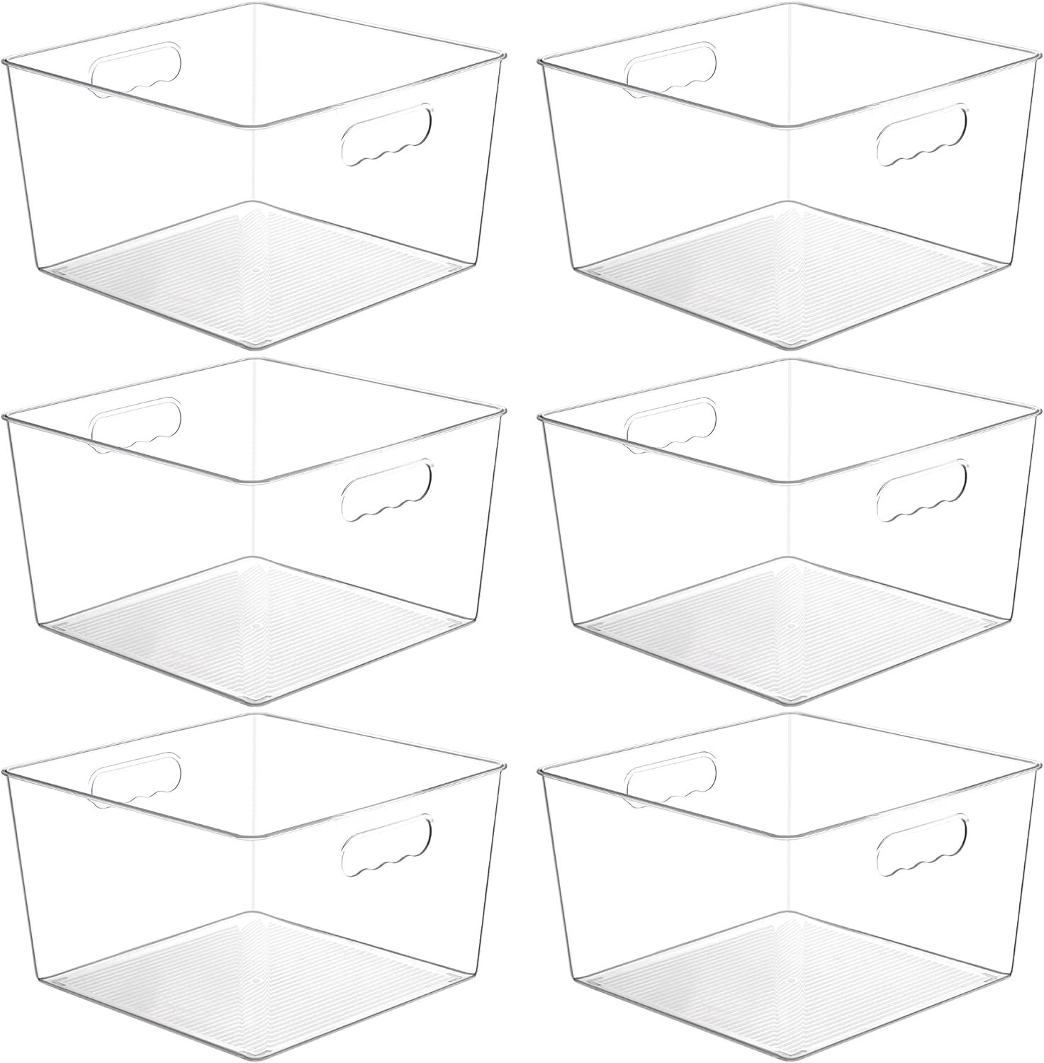 6 Pack Clear Plastic Storage Bins 11x11 Cube Acrylic Organizer Extra Large