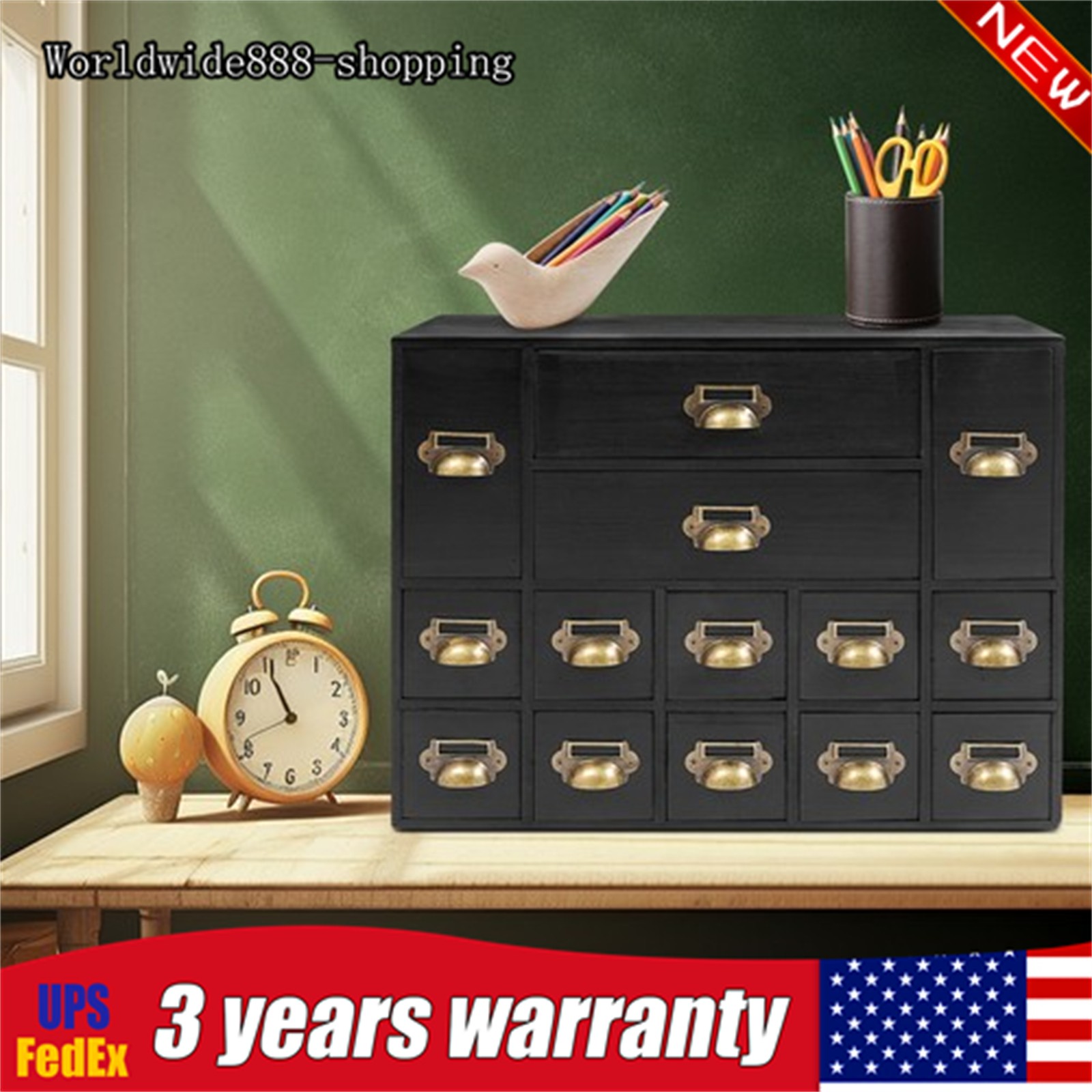 Storage Cabinet with 14 Drawers Tabletop Organizer Drawers Storage Cabinet Black