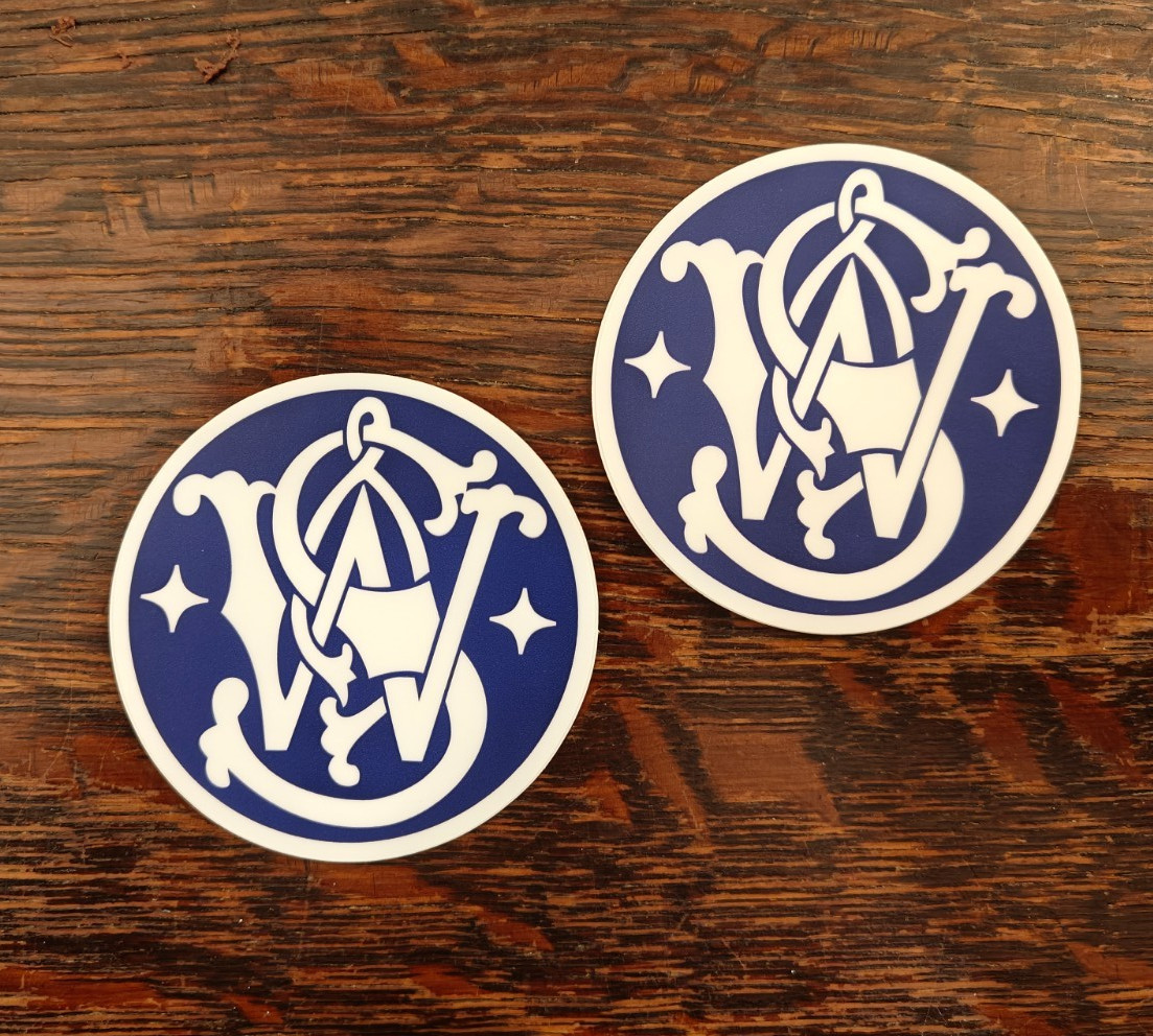 2x Smith & Wesson S&W Stickers Labels Handgun Non-Permanent Vinyl 3" diameter