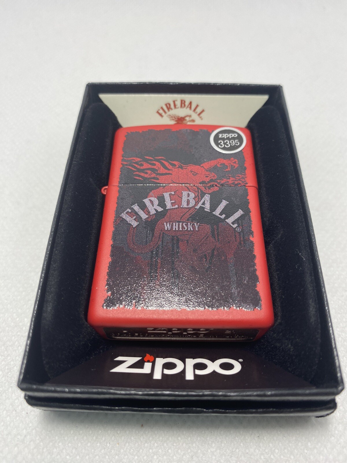 Zippo Fireball On A Red Matte Lighter