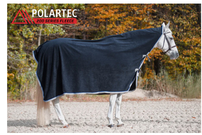 SARATOGA HORSEWORKS Polartec® Fleece Cooler (fits 72"-76")  - GREEN w/blue trim