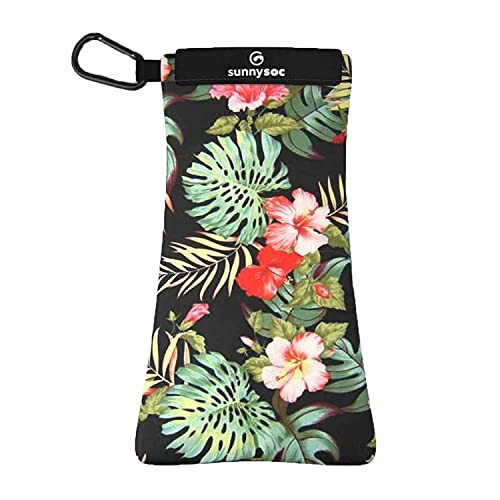Sunnysoc Sunglass Case - Stretch Microfiber, Scratch Protection, Slim Hawaiian