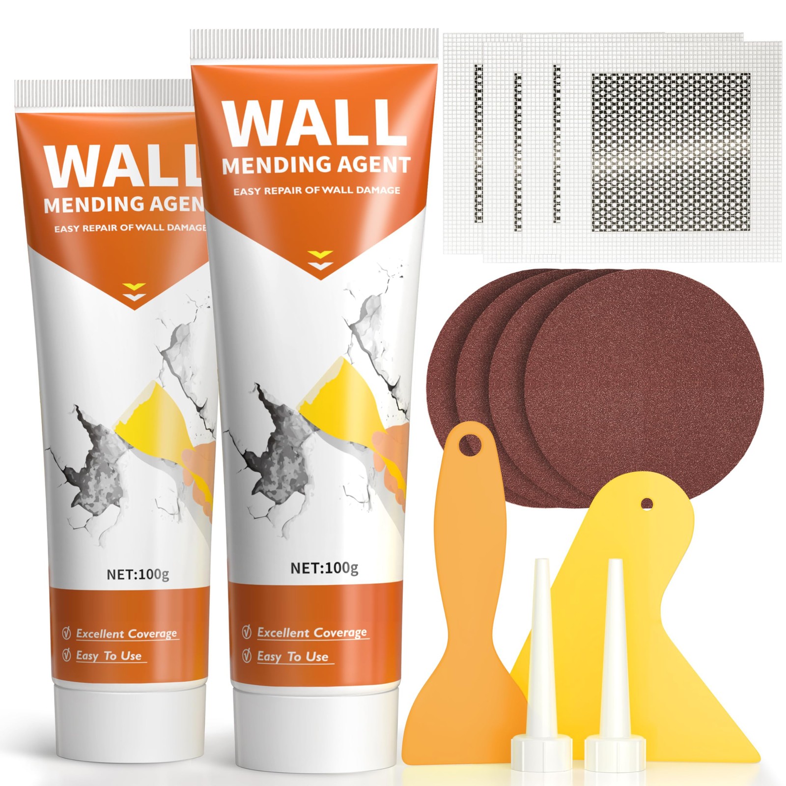 Drywall Repair Kit,Wall Patch Repair Kit,2 Pack Wall Patching Agent,Simple Fi...