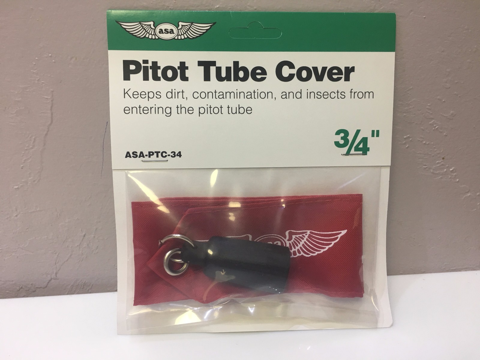 ASA PITOT TUBE COVER 3/4" Large p/n ASA-PTC-34 fits most Cessnas & Falcon Jet