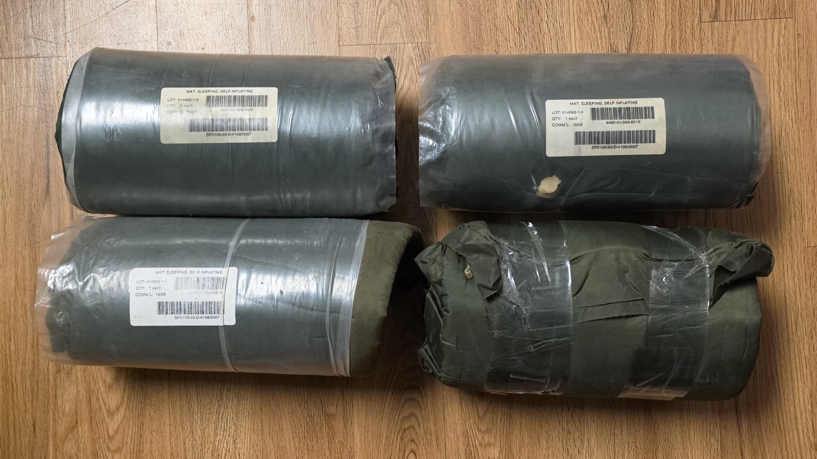 USGI Vinyl Tech Self Inflating Sleeping Mat Lot 4 NOS OD Green  8465-01-393-6515